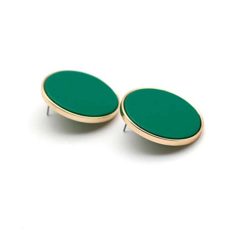 

Круглые серьги-пусеты на металлической ножке из смолы зеленого цвета, эффектные пусеты из цинкового сплава, модный циркон для женщин, трендовая богема, новый стиль 202175