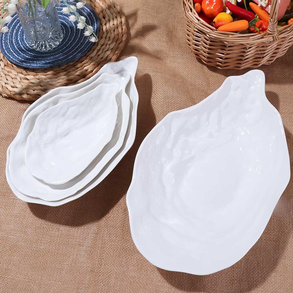 Ceramic Sashimi Plate Oyster Shell Shape Dessert Tray Kitchen Organizer Salad Plate  Home