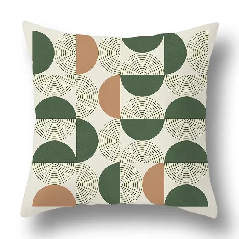 Green Plant Flower Abstract Single-Sided Print Pillowcase – Car, Sofa, Bedroom & Bedside Decorative Cushion Cover