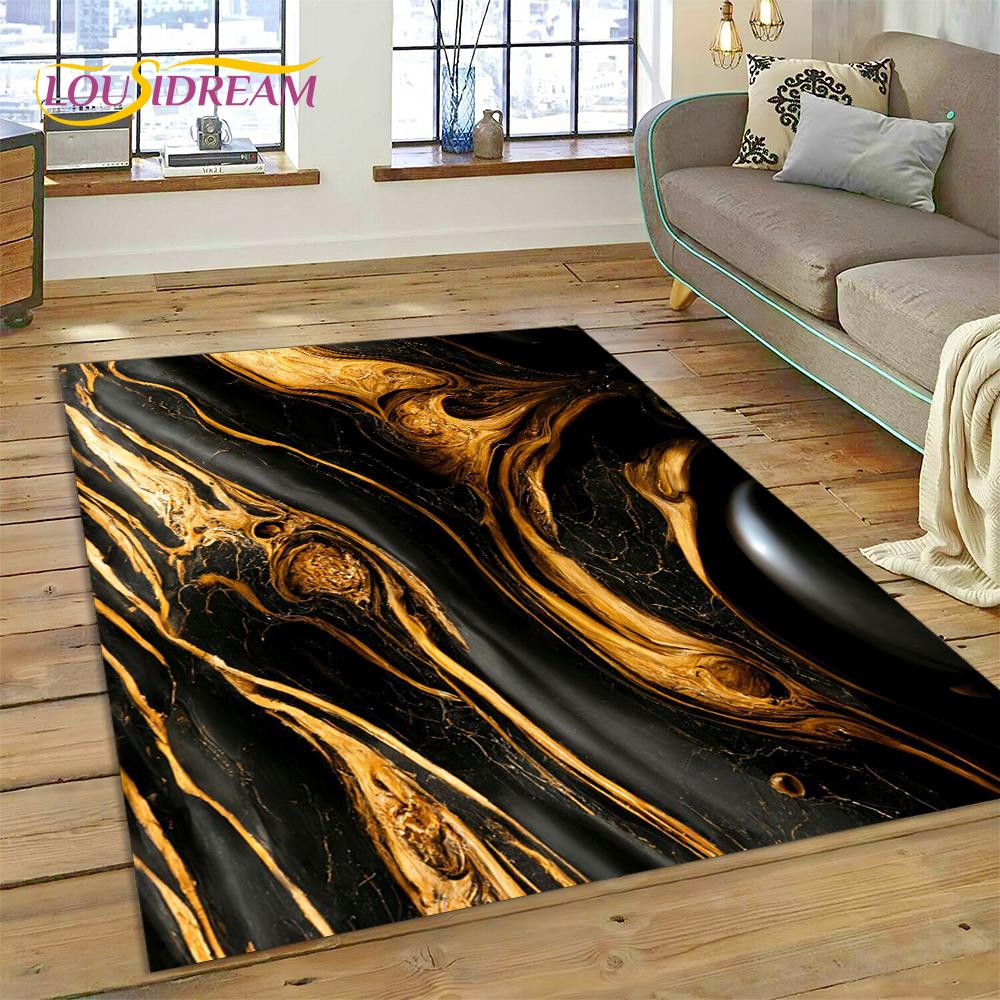 Dream Colour Marble Blue Green Gold Luxurious Carpet Rug for Home Living Room Bedroom Sofa Doormat Decor,Area Rug Non-slip Mat