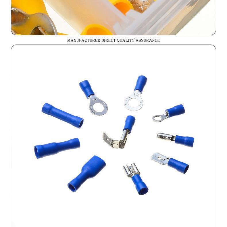 500Pcs/Box European Pre-insulated Copper Crimp Terminals Ring & Spade Wire Connector Kit