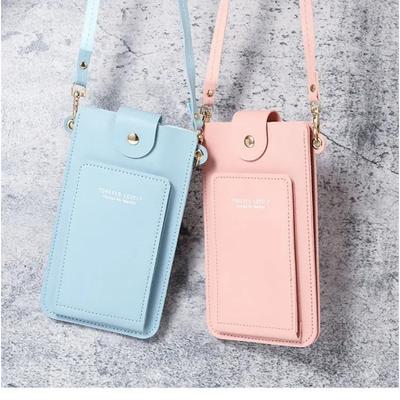 Průhledná dotyková obrazovka PU dámská taška na mobilní telefon multifunkční crossbody taška mince peněženka na karty cestovní úložné tašky