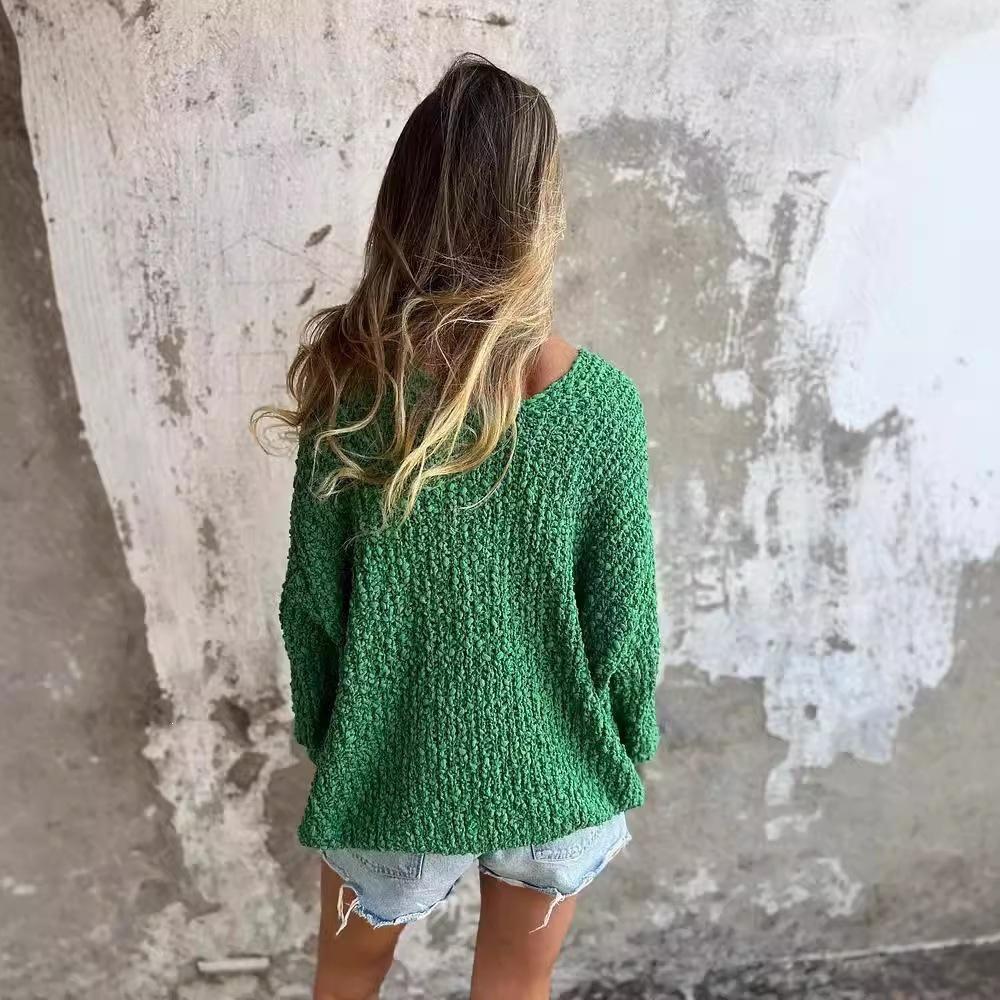 Autumn/Winter 2025 Chunky Knit V-Neck Long-Sleeve Sweater