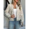 Damen Bomberjacke mit Blumenmuster Trendiger Herbst Langarm Reißverschluss Crop Sweatshirt Lässiger Mantel Pullover Oberbekleidung