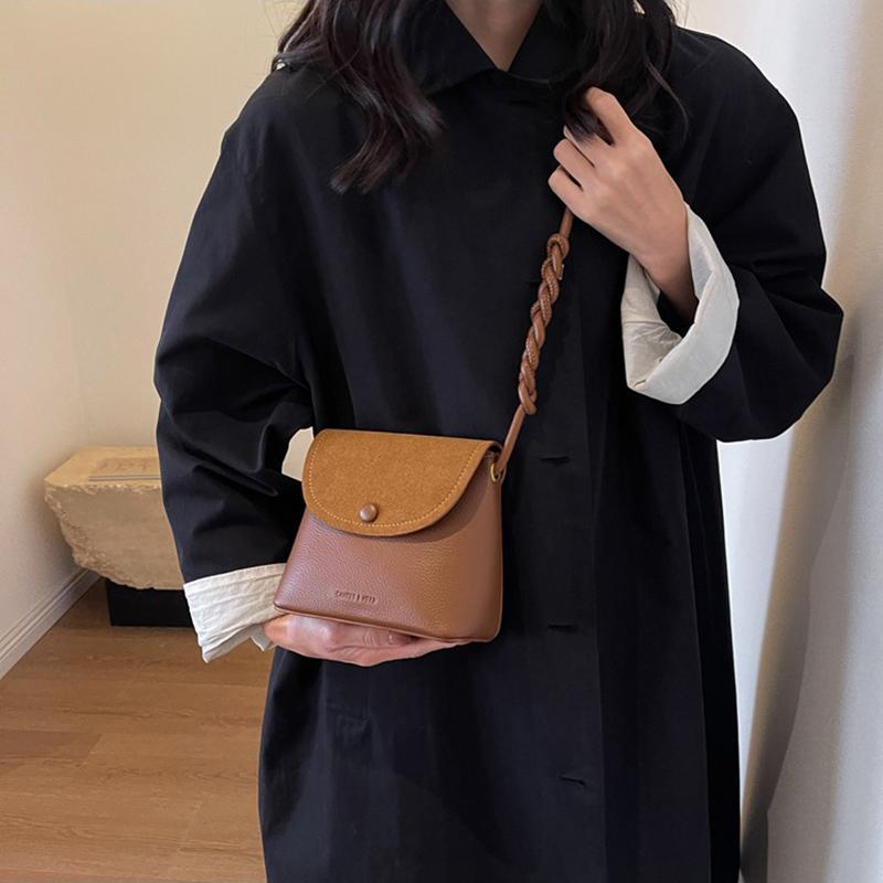 Vintage Leather Crossbody Bags for Women 2024 Designer Brand Female Small Flap Shoulder Underarm Bag Armpit Handbags and Purses