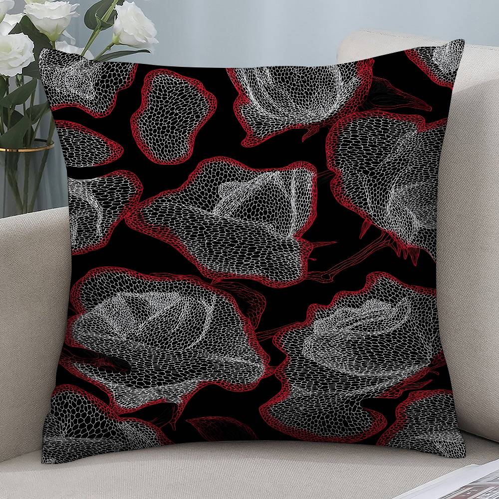 

Black and Red Flower Pillow Case Short plush Double-sided Print Square Throw Pillow Covers Sofa Home Cushion Decor 12x12Inch