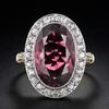 Cao Shi Women's Two-tone Garnet Red Cubic Zirconia Ring - Classic European and American Wedding Band.