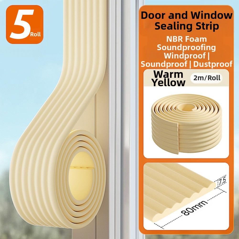 

5pcs Doors Or-Windows Sealing Strip 2m For Drafts,Reducing Noise,Protecting-Collisions Soundproof Self-Adhesive Sealing Strips бежевий