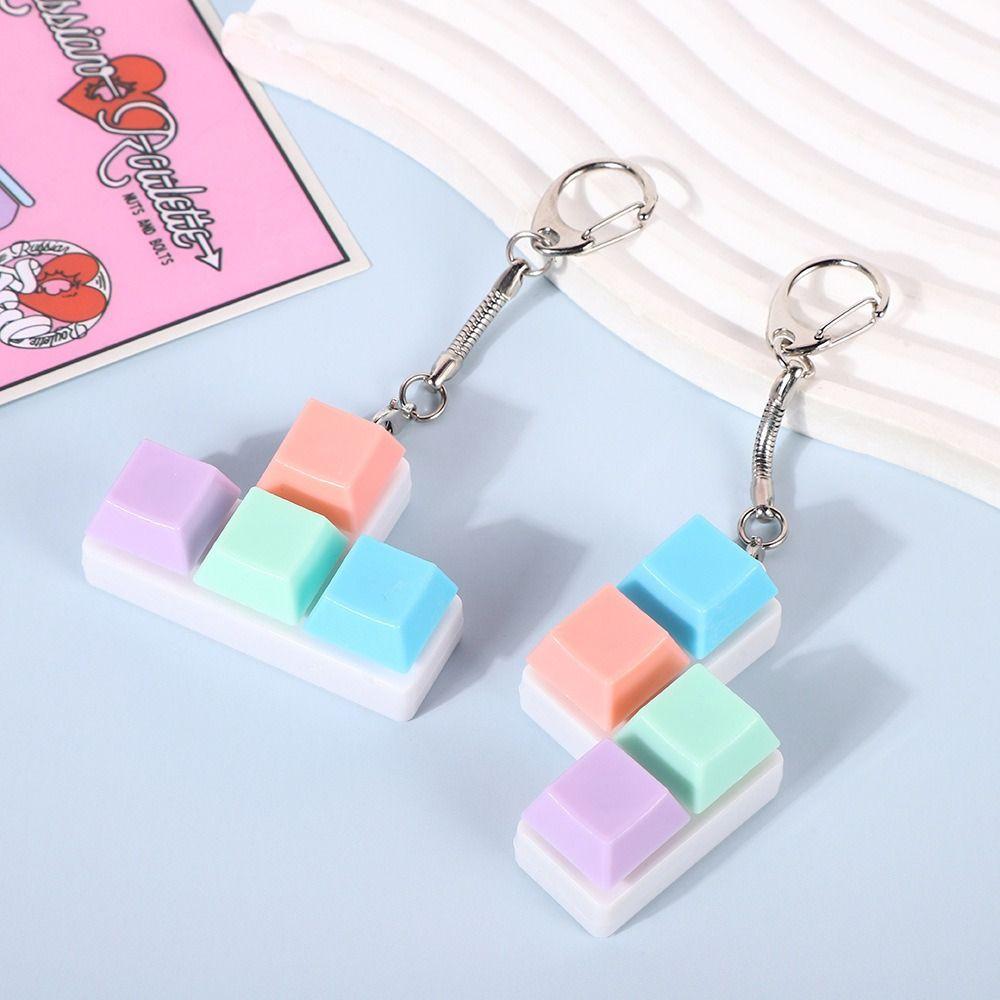4 Keys Fidget Keychain Keycap Clicker Toy Pendant Creatve Pinch Toy  for Adult
