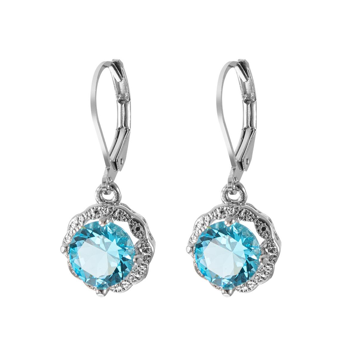 

Серьги SODROV Light Ocean Blue с кристаллами циркона и цветком