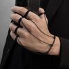 Braccialetto ad Anello Punk per Dita Anelli Retrò Donna Regolabile Nero Catene Ins Anelli Ragazze Lega Parti di Decorazione Mani Accessori Gioielli