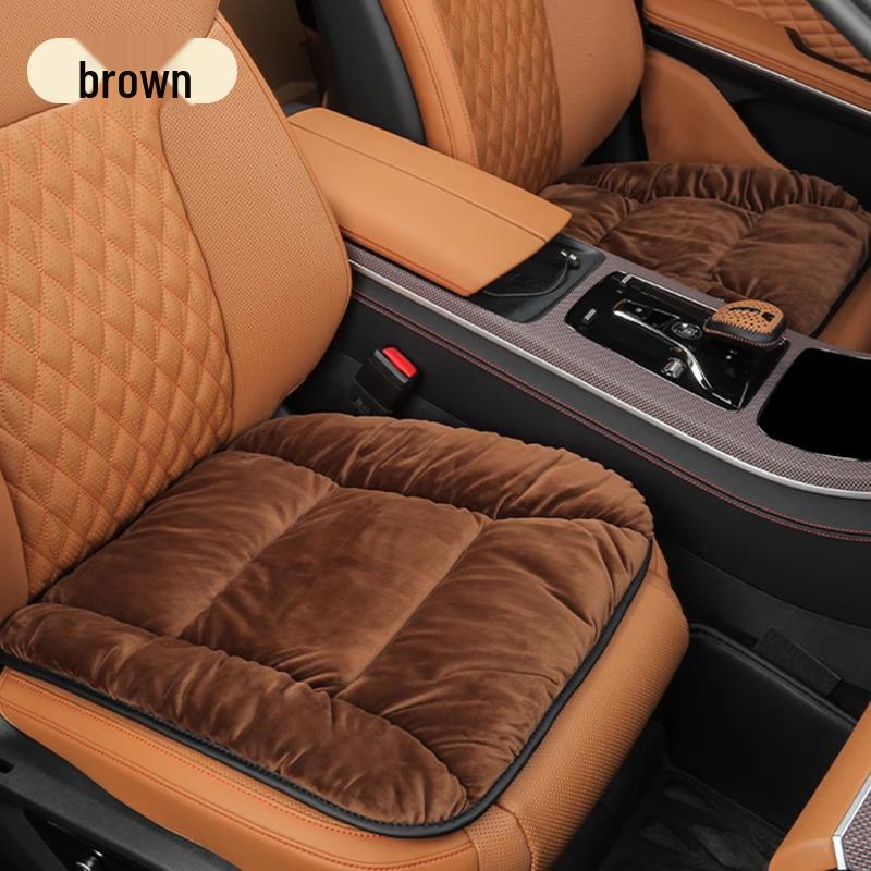 Winter Plush Car Seat Cushion Set: Thickened Warm Three-Piece Short Plush for Rear Row