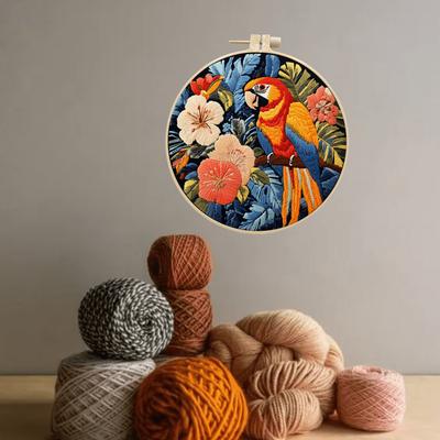 1Pc Parrot DIY Embroidery Handmade Fabric Material Kit, Suitable for Embroidery Hobby Beginners