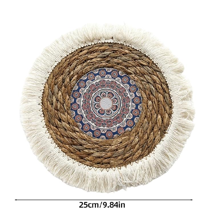 Individualisierte Rattan-Wanddekorationen Einzigartiger runder Wandbehang aus Grasgeflecht