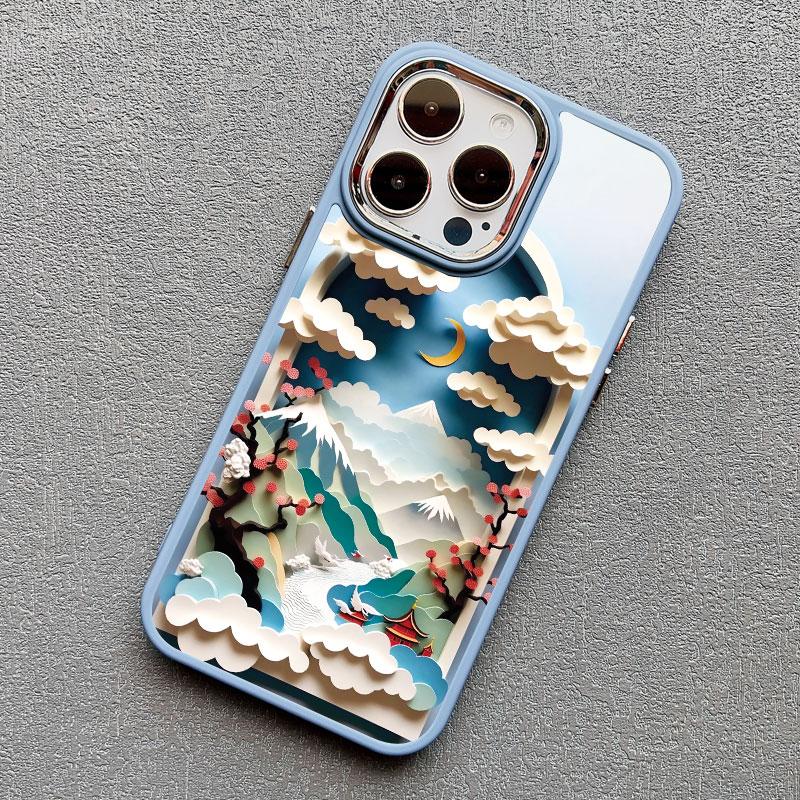 Printing Landscape phone case For iPhone 13 15 11 12 Pro Max 14 7 8 Plus SE2 XS X XR Creative Mountains Shockproof Soft Cover