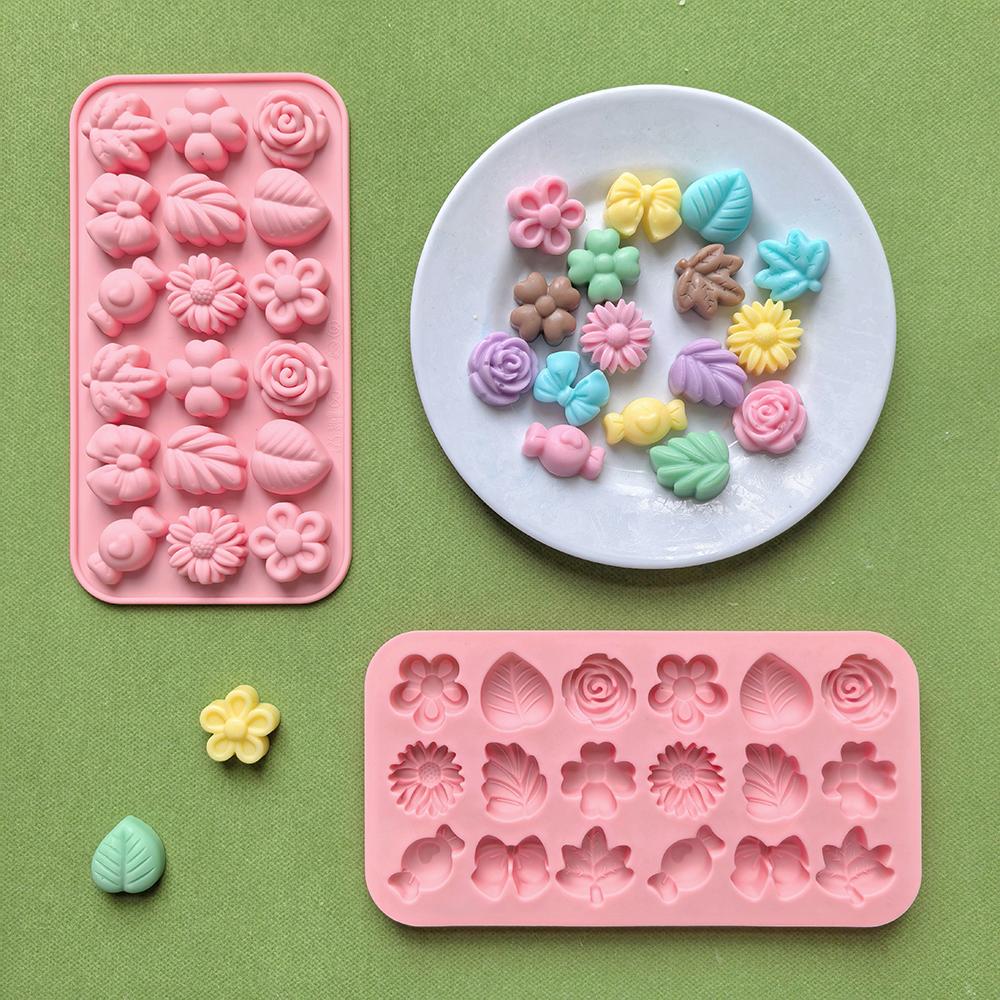 18 Hole Leaf, Flower Shaped DIY Non Stick Silicone Mold for Gummies, Chocolates, Candies
