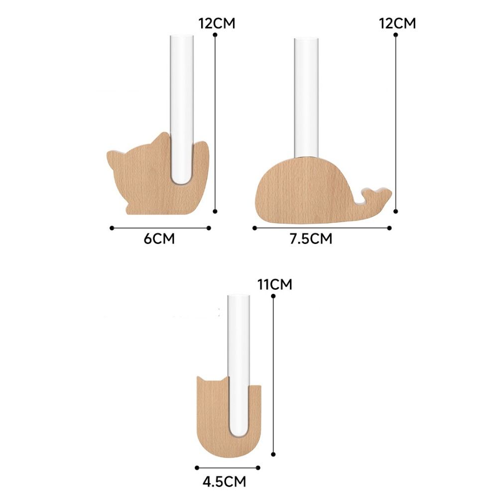 Creative Magnetic Test Tube Vase Wooden Fridge Magnets Simulation Flower Vase DIY Flower Arrangement Wall Decoration Mini Bonsai