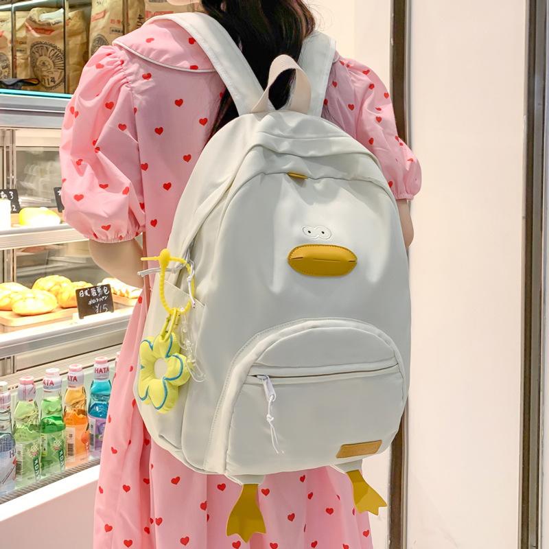 Cartoon Duck Backpack Plush Large Capacity Embroidered Shoulder Students Bag