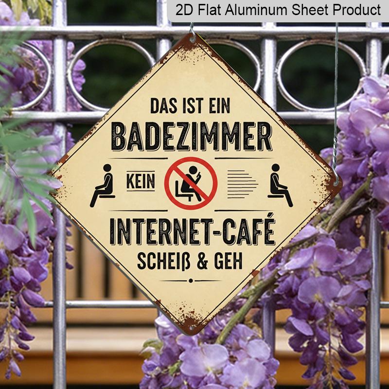 

2D Flat -1pc Vintage Bathroom Themed Aluminum Sign, Funny German Slogan Wall Art, Rustic Aluminum Plaque, Suitable for Toilet, Restroom, Bathroom 20*20cm