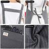Kitchen Oil Resistant Apron Striped Zippered Linen-Cotton Apron With Straps Breathable Apron Women'S Dirt Resistant Work Clothes