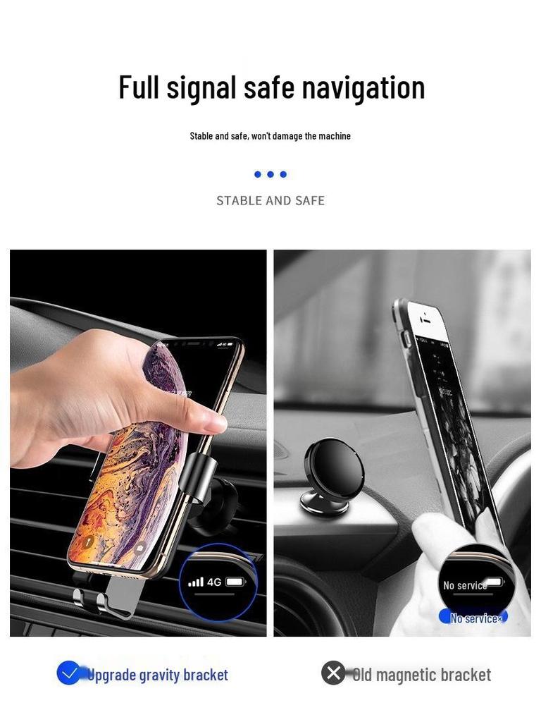 Gravity Car Phone Holder with Metal Spiral Hook - Anti-Shake Air Vent Mount for Navigation