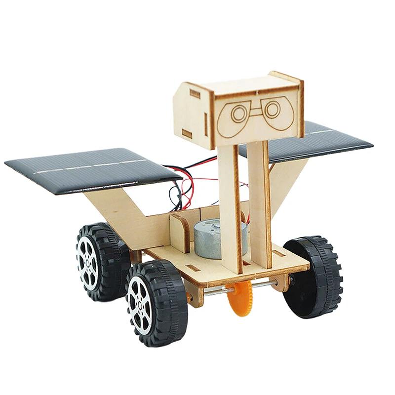 DIY solar energy Artificial satellite aerospace/ ground exploration rover model Kids assembling physical 3D wooden puzzle toys