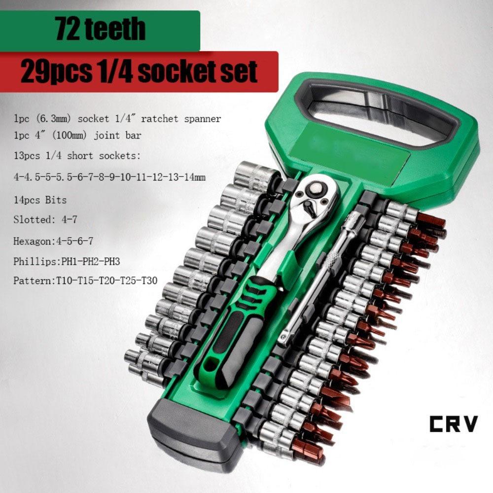72 Tooth Ratchet Wrench Set 1/4" 3/8" 1/2" Auto Repair Spanner Tool  Auto Repair