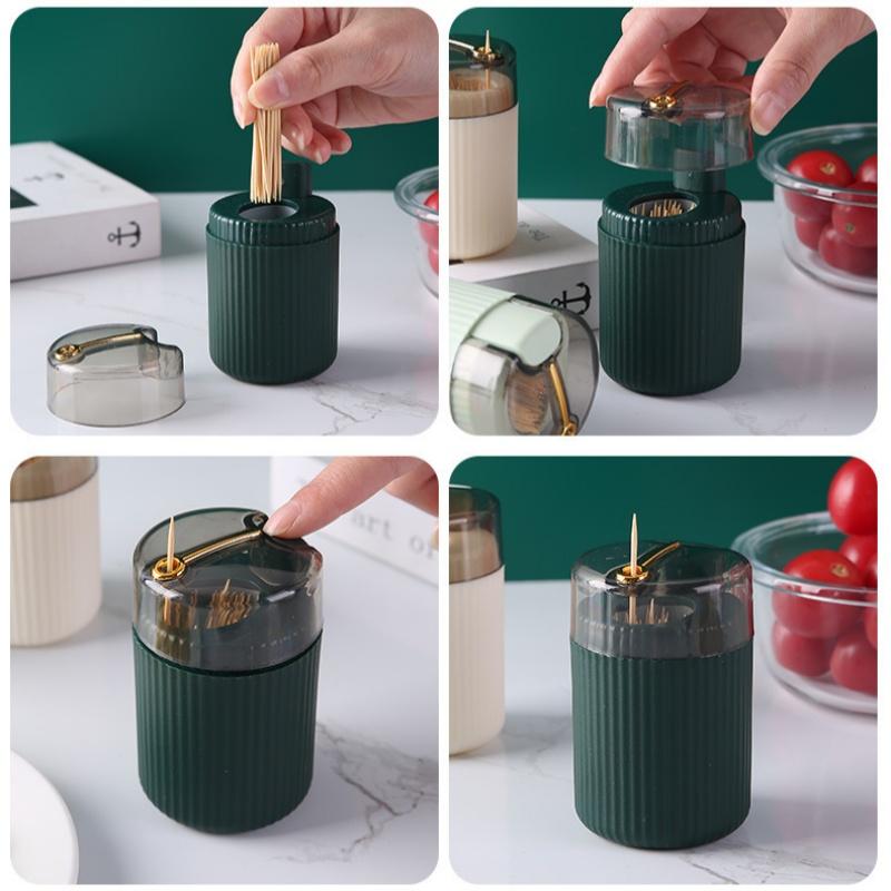 1PC Push-to-Eject Toothpick Holder Plastic Toothpick Holder Suitable for Toothpick Storage Box Living Room Decoration