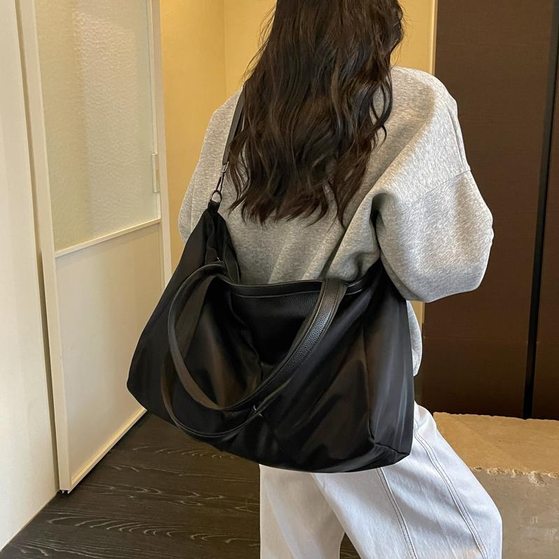 Große Kapazität PU-Tragetasche für Damen, lässige Schulterhandtasche mit Lederbesatz