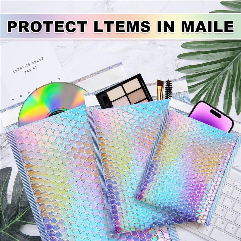 BAAJ-Foil Glitter Waterproof Self Seal Adhesive Holographic Bubble Mailers Bags, 50-Pack Shipping