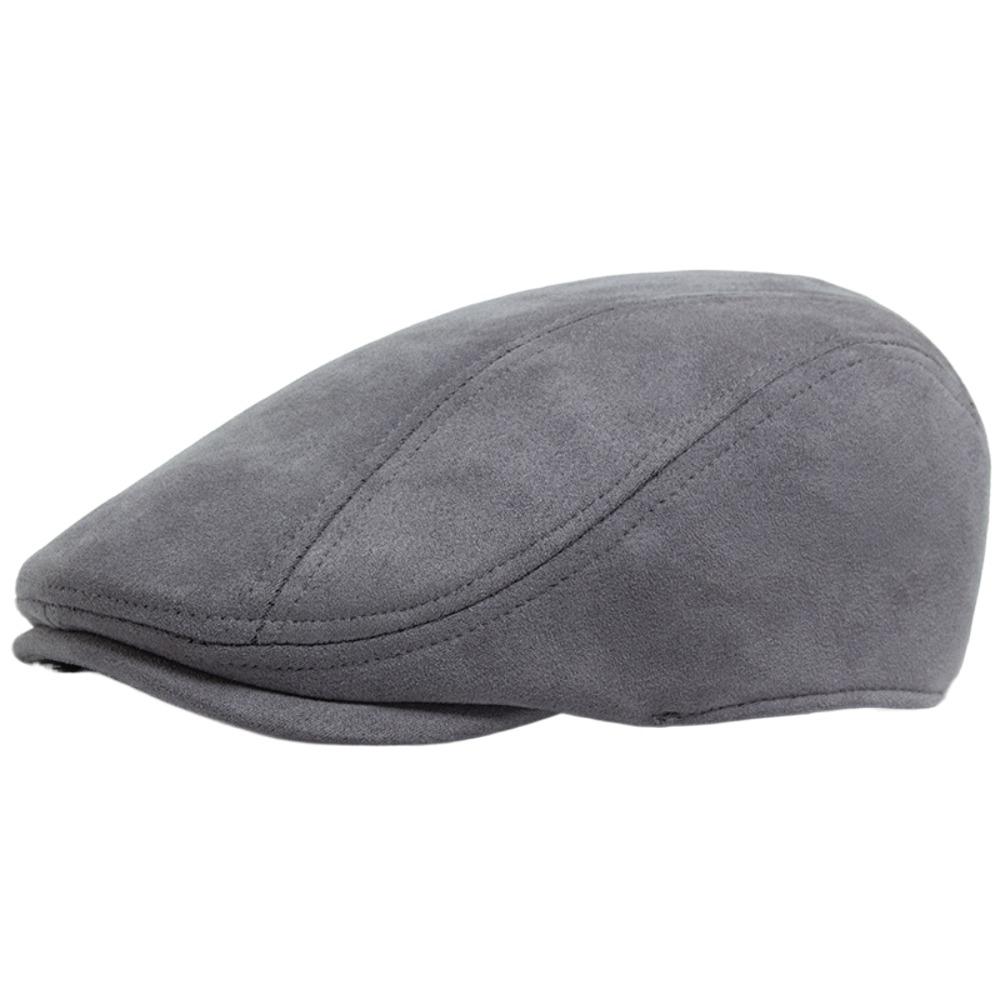 

Гладкий зимний берет с коротким козырьком, замшевая кепка художника, повседневная женская шляпа для улицы серый