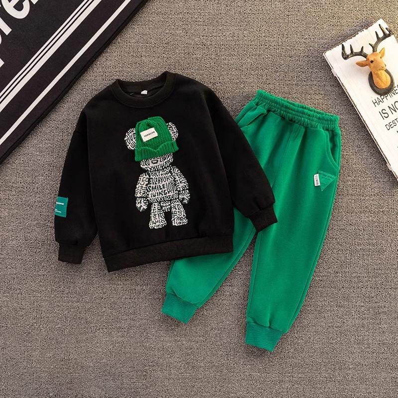 Boys and Girls Clothing Set Children Hooded Outerwear Tops Pants Two Pcs Outfits Kids Teenage Costume Suit Spring Autumn