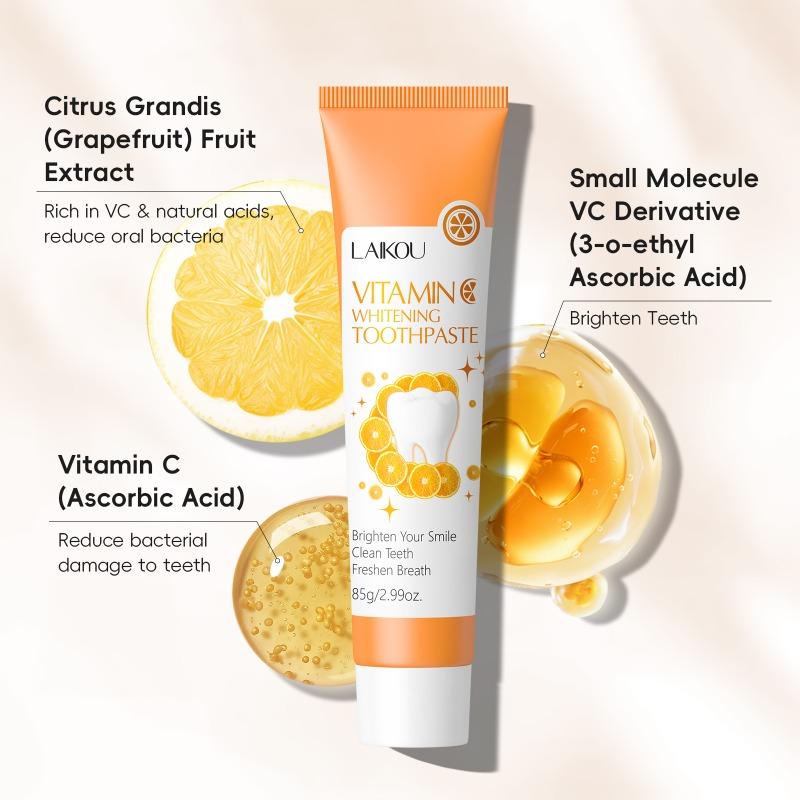 Vitamin C Toothpaste, Whitening Teeth, Fresh Breath, Stain Removal & Gum Care