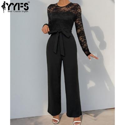 Damenmode Casual Frühling Herbst Einfarbig Druck Langarm Hohe Taille Hosen Overalls & Strampler