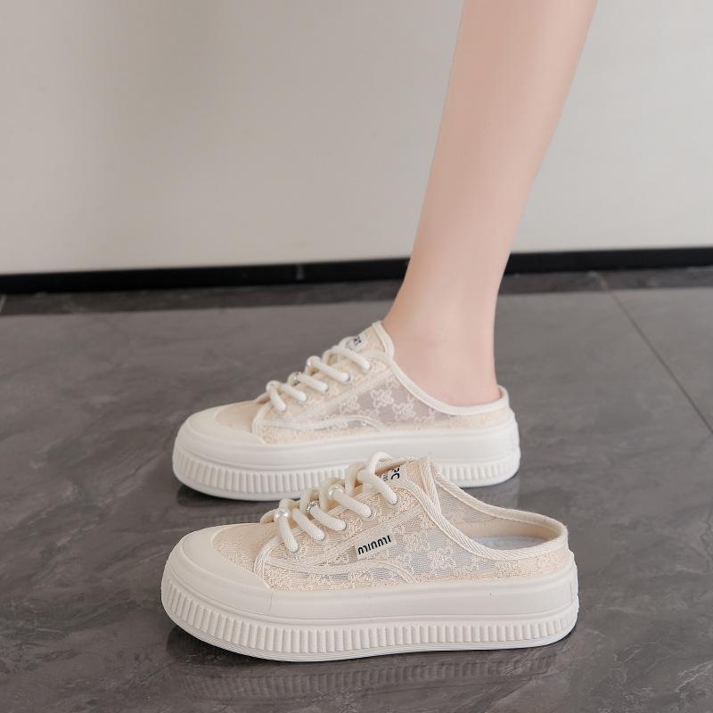 Breathable Fisherman Shoes 2025 + White Mesh White Shoes New Board Shoes Summer Casual Skirt Lace Versatile Women's Shoes