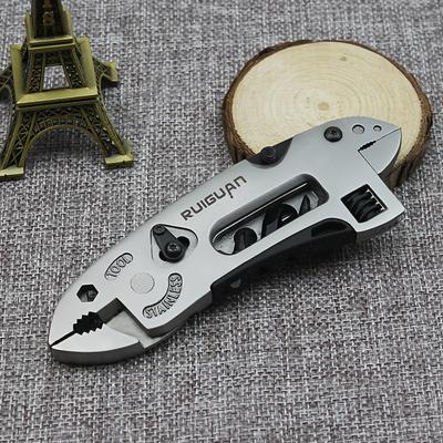 6 In 1 Portable MultiFunction Tool Set Stainless Steel MultiFunction Adjustable Wrench Screwdriver Head Clamp with Screwdriver,Bottle Opener Saw Blade