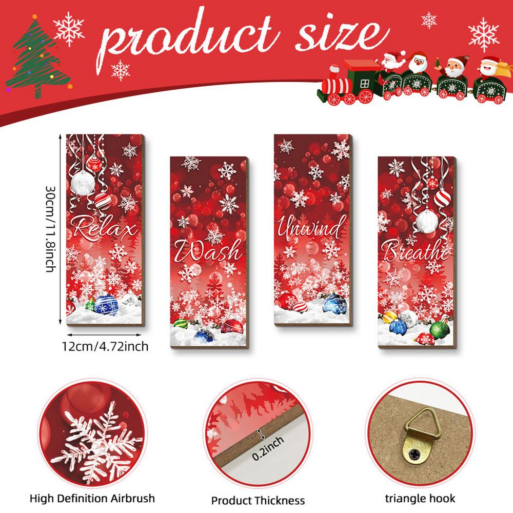 

Framed Christmas Wall Art 4 Pieces Creative Festive Wooden Sign Farmhouse Wall Art For Gathering Festival Decoration Holiday