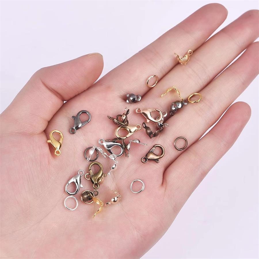 170Pcs/Set Lobster Clasp Jump Rings Connector Clasp Crimp End Beads For Bracelet Necklace Chains DIY Jewelry Making Accessories Set