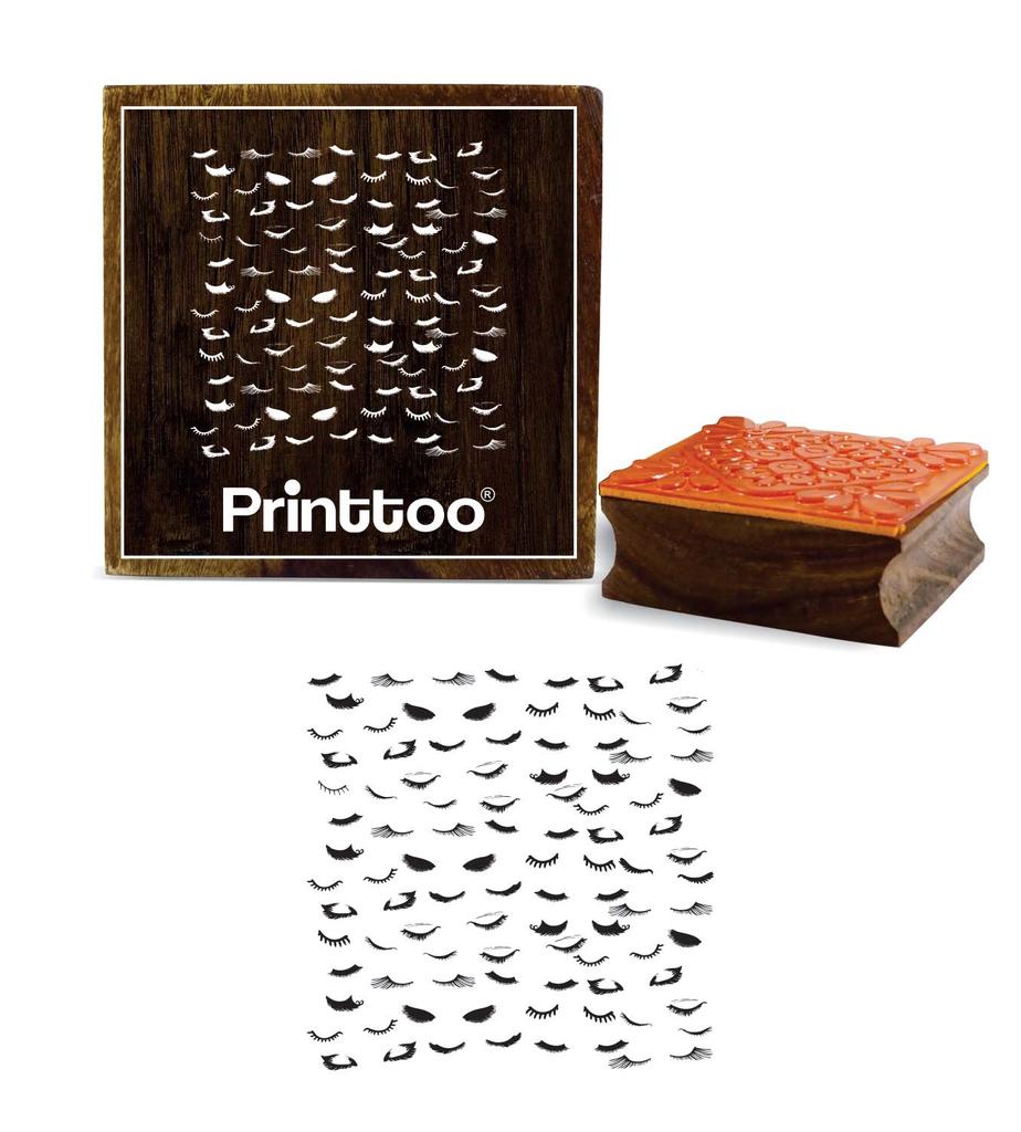 Printtoo Craft Textile Eye Lashes Pattern Square Wooder Rubber Stamp Scrap Booking-2 x 2
