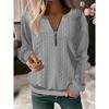 Hoodie Textured Women's Solid Color Long Sleeve Casual Top Loose Half Open Collar Autumn Winter
