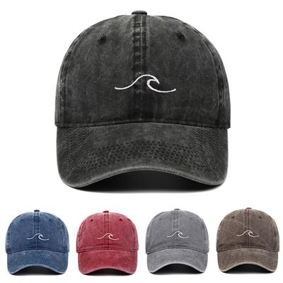 Fashion Baseball Cap for Men Women Wave Ripple Embroidery Baseball Cap Vintage Washed Distressed Dad Hats Hip Hop Hat Duck Hats  Baseball Cap
