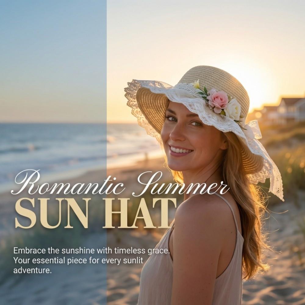 Sweet Lace Bow Sun Hat Breathable Straw Lace Ruffle Beach Hat Adjustable Fisherman Cap Outdoor Travel