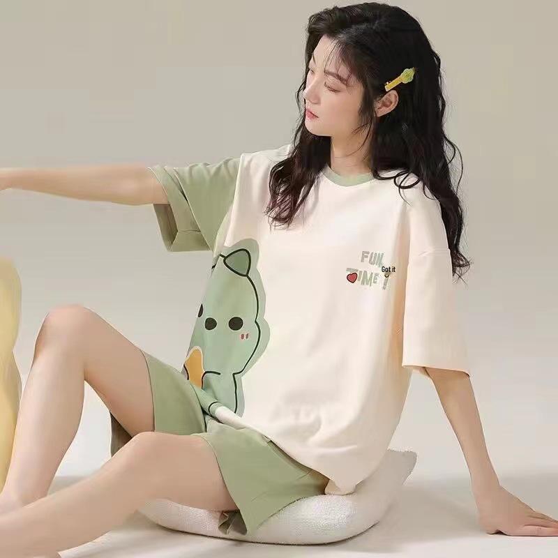 Women's Korean Smiley Face Cartoon Pajamas Set – Long-Sleeved Pullover & Trousers for Autumn/Winter