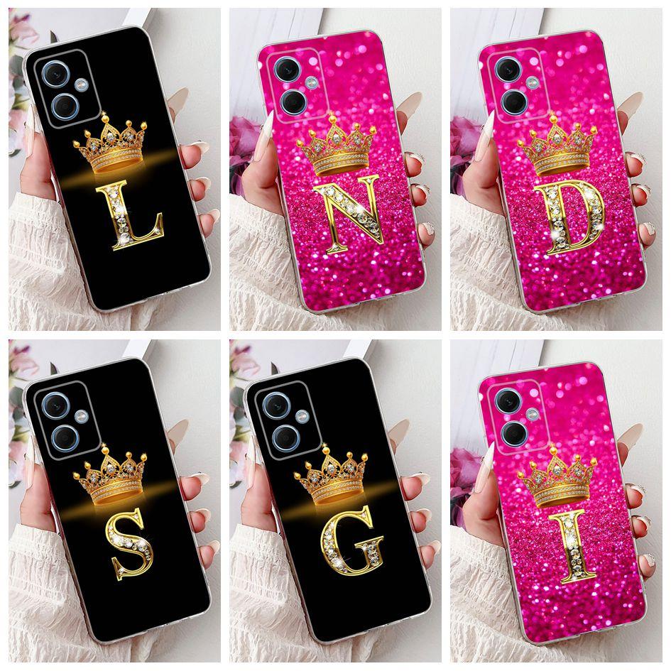 For Xiaomi Redmi Note 12 5G Case Lovely Crown Letters Transparent Silicone Soft Slim Cover For Redmi Note 12 Pro Plus Phone Bags