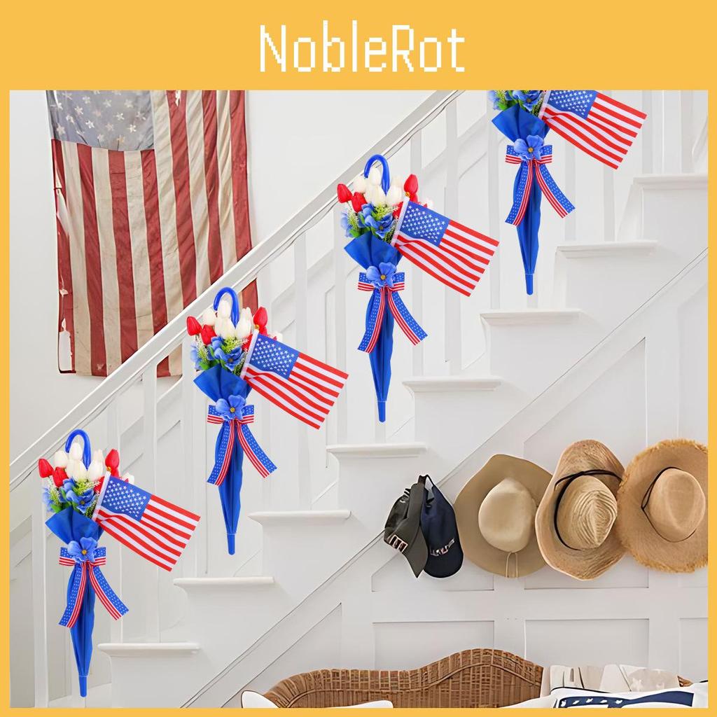 Day Independence Tulip Umbrella Wall Hanging Festive Decor With Red Flag White