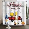 Camper Shower Curtain Happy Camper Trailer Car Rv Forest Mountain Tent Camping Bathroom Shower Curtain Waterproof Bath Curtain