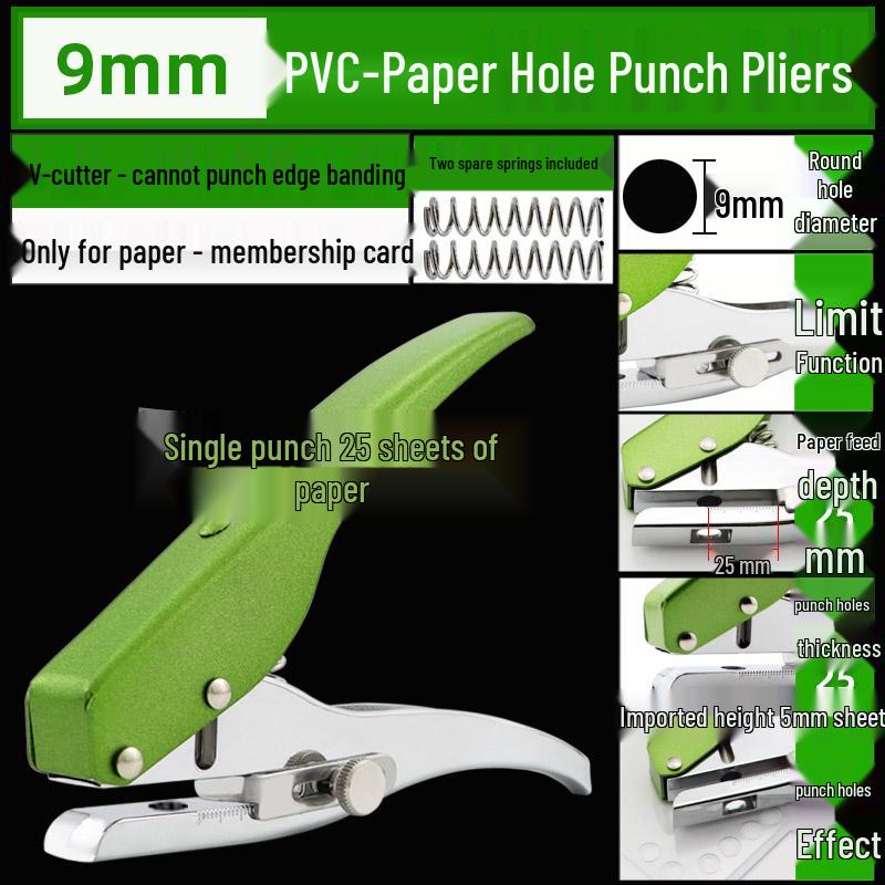 Heavy-Duty 3-10mm Loose Leaf Single Hole Punch Pliers for PVC and Paper