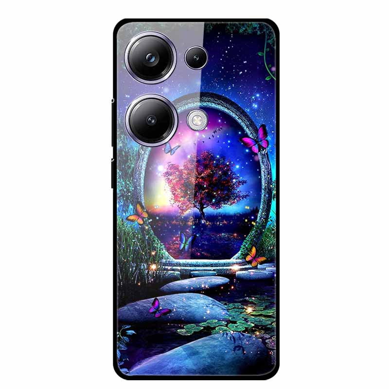 Glass Back Cover For Xiaomi Redmi Note 13 Note13 Pro Case Soft Bumper Hard Tempered Glass Case For Redmi Note 13 Pro Phone Case