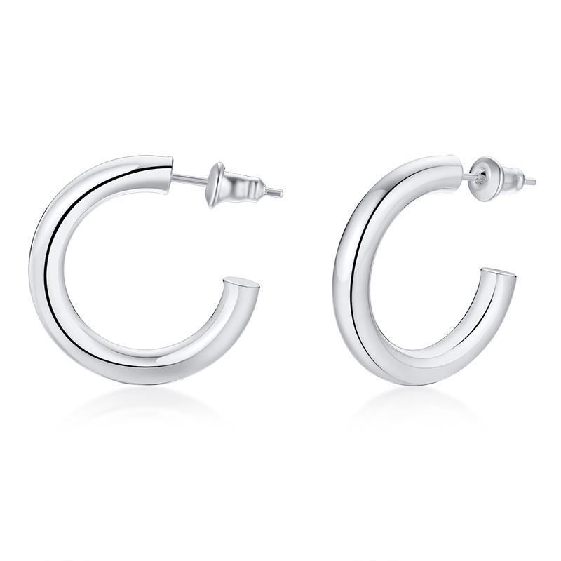 

Open Circle Hoops For Women Stainless Steel 25mm 42mm 63mm Diamter Female Holiday Gifts 25mm серебряный