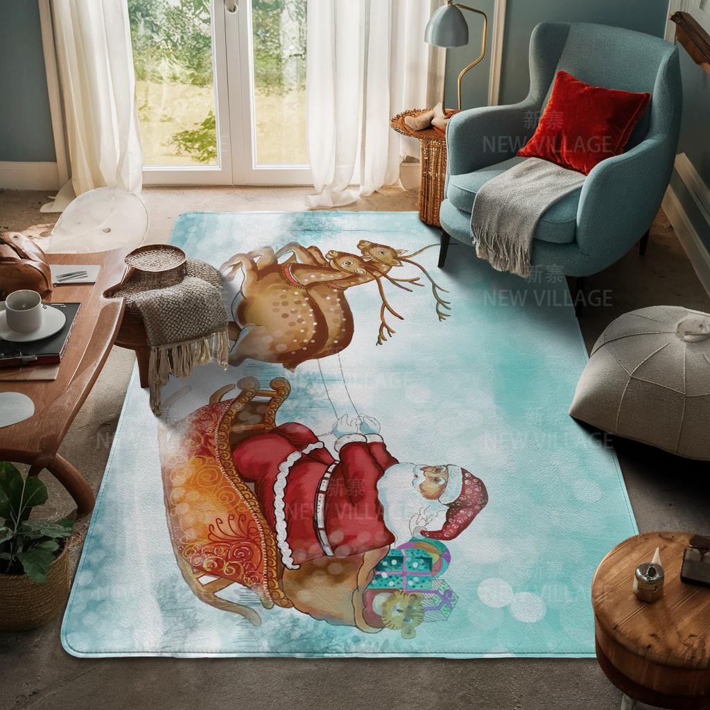 House Entrance Carpet Home Door Mat Living Room Bath Foot Bathroom Non-slip Water Absorption Rugs Bath Merry Christmas Winter